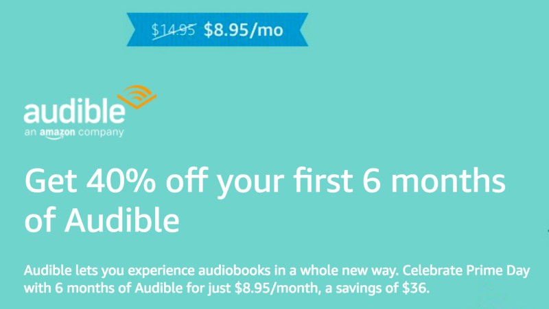 Seis meses de Audible Gold, $9 al mes